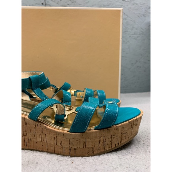 Michael Kors Nash Sandal Women's 10M Turquoise Crinkled Patent Leather - Picture 4 of 14